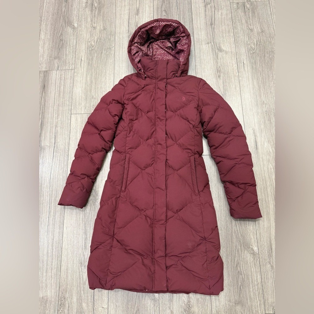 The North Face Miss Metro‎ 550 Down Long Parka DEEP GARNET RED Sz XS